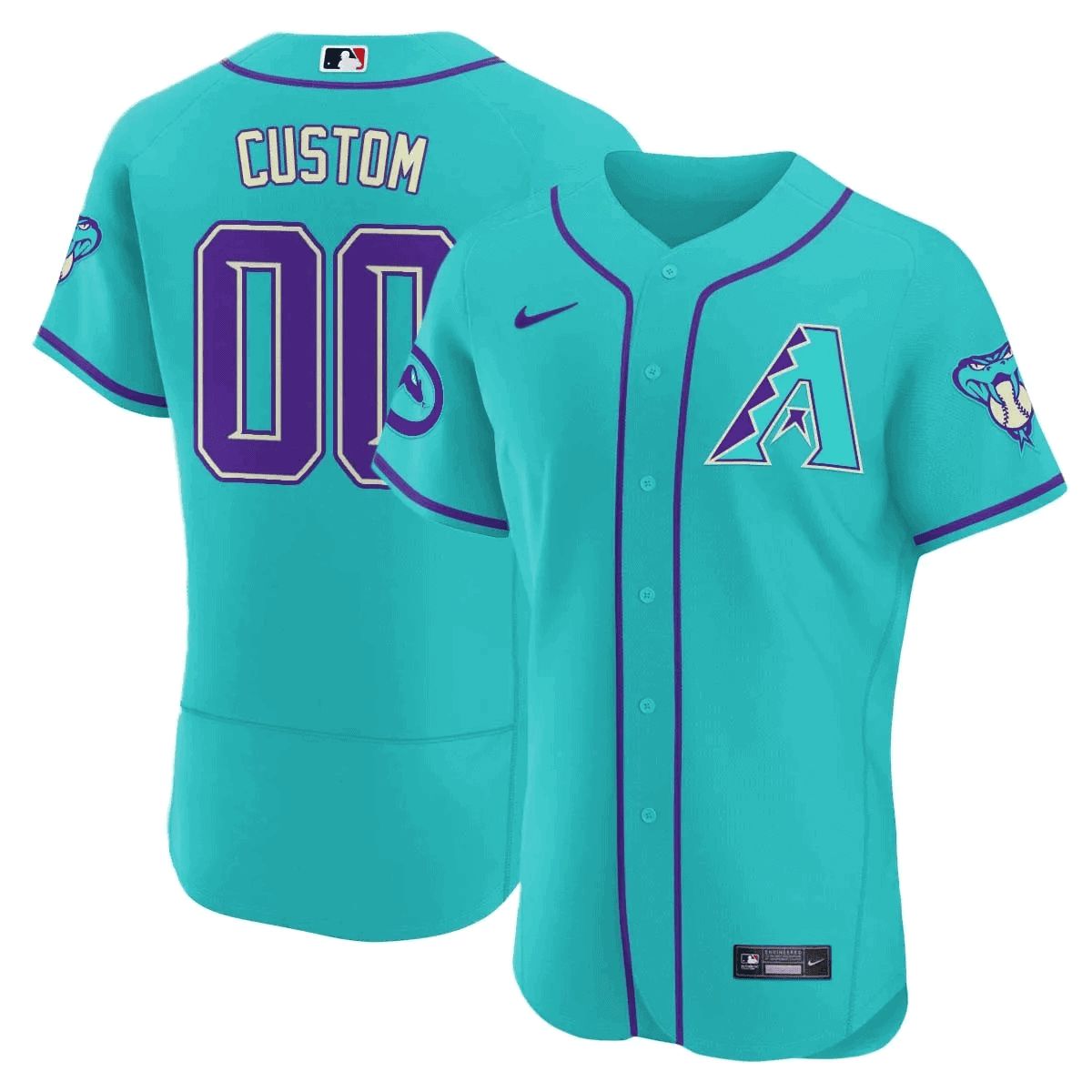 Men Arizona Diamondback Light Blue Nike 2024 Teal Purple Custom MLB Jersey style 3->customized nfl jersey->Custom Jersey
